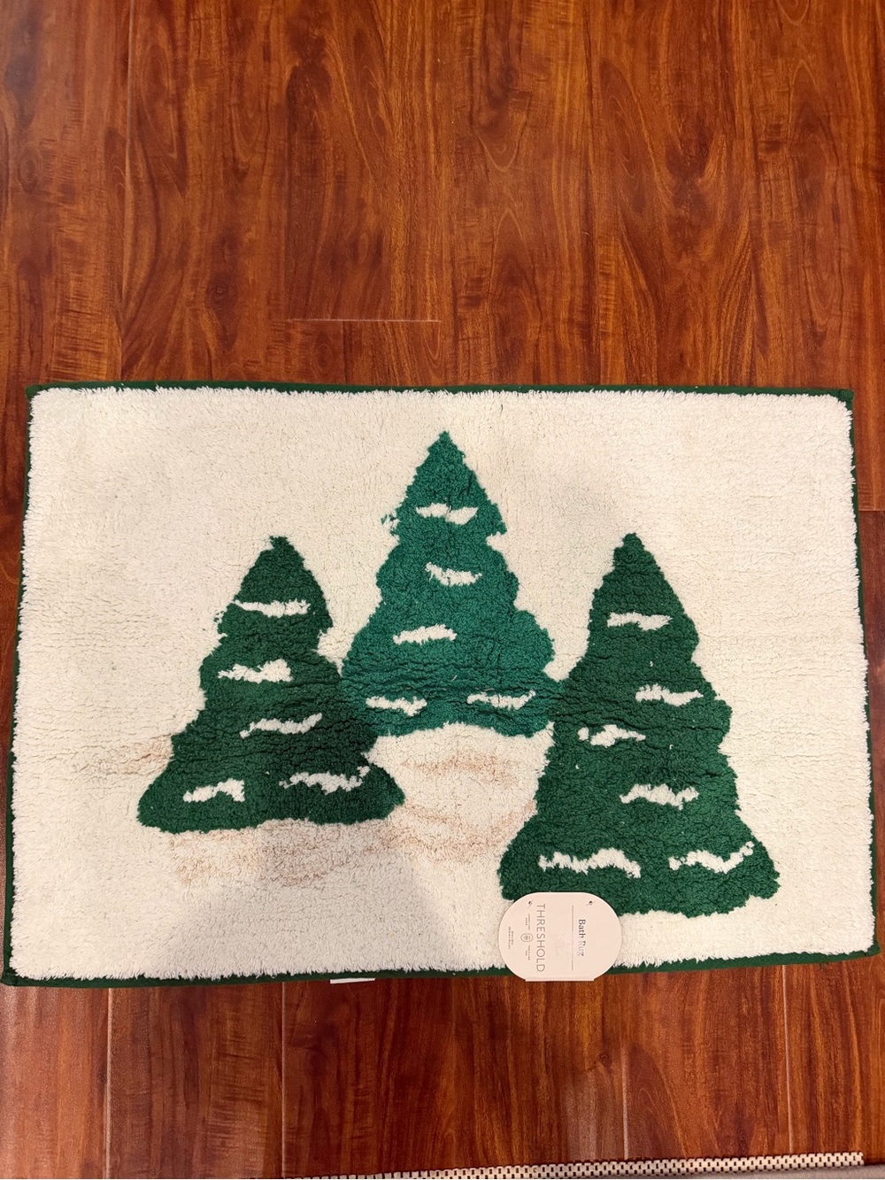 Threshold Green and White Tree Pattern Rug New